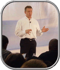 Terry Coates presenting at a ride-and-drive